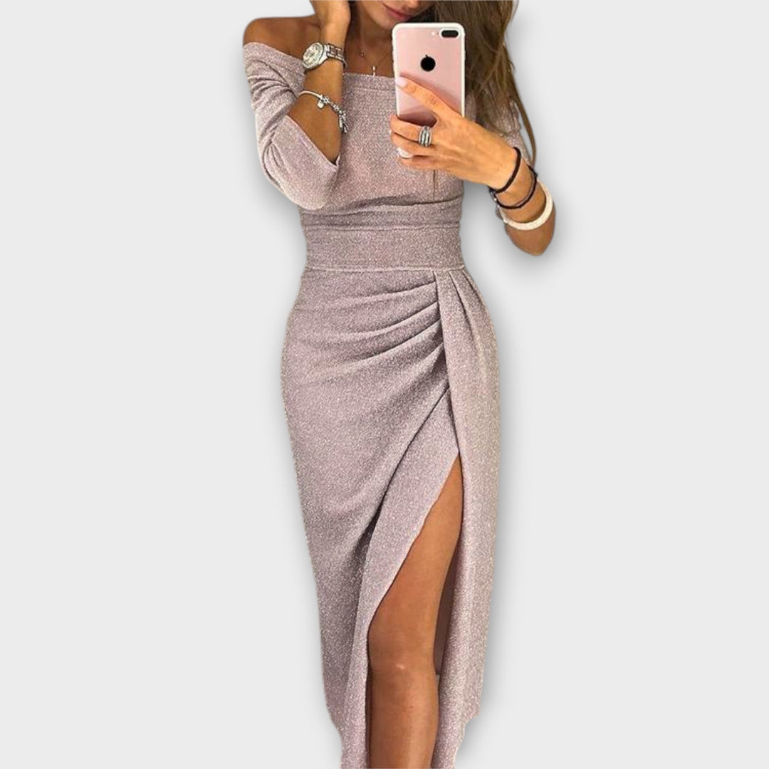Yvette | Abito Brillante con Spalle Scoperte