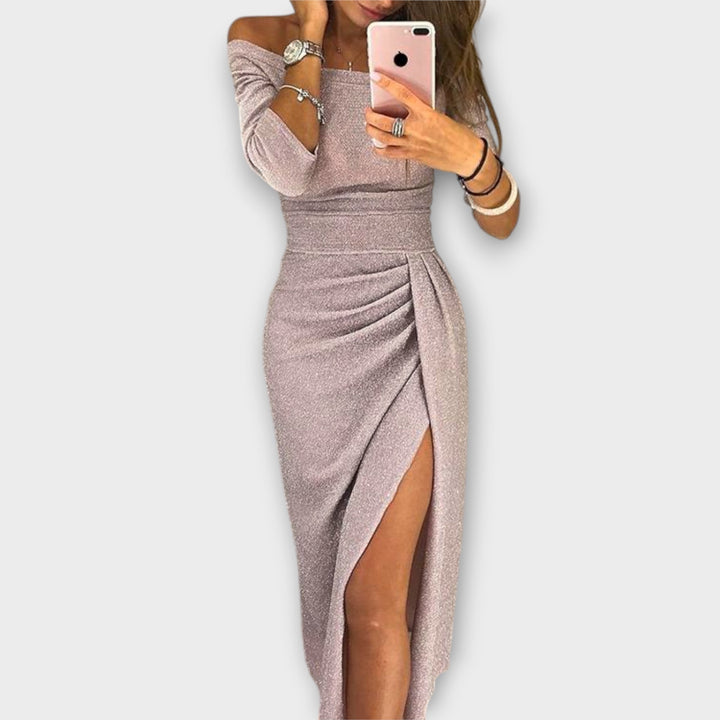 Yvette | Abito Brillante con Spalle Scoperte