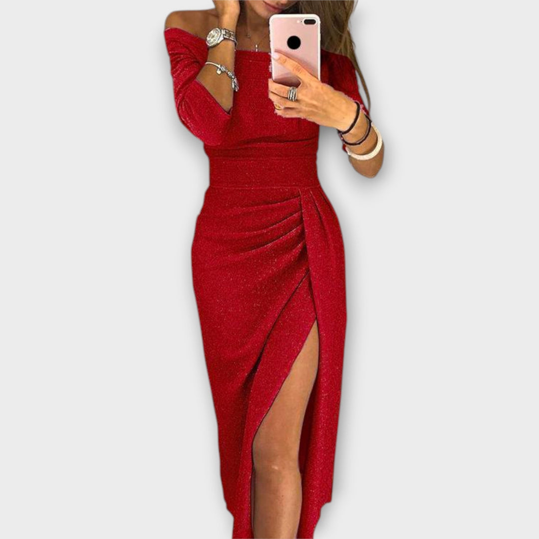 Yvette | Abito Brillante con Spalle Scoperte