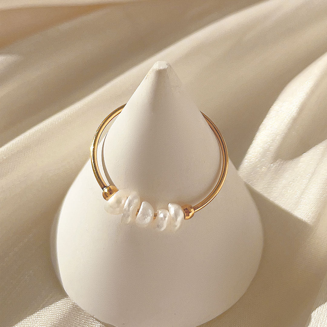 Anello Magnolia in Oro con Perla d’Acqua Dolce