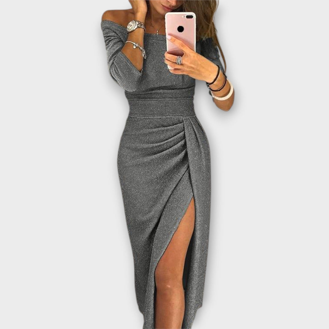 Yvette | Abito Brillante con Spalle Scoperte