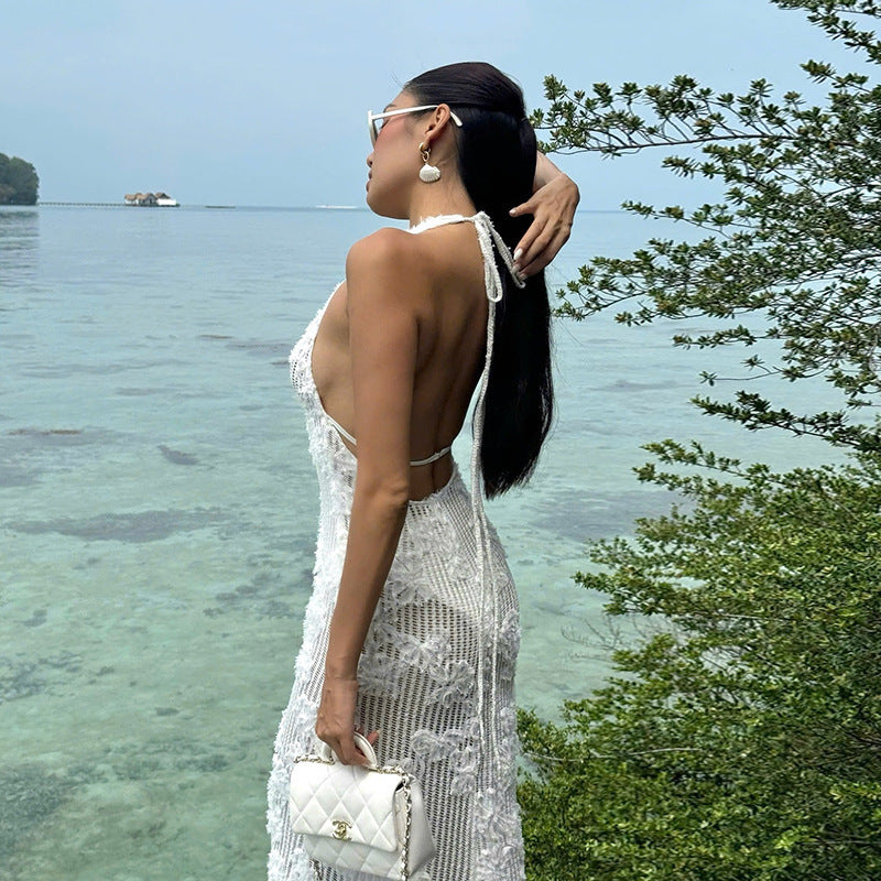 Laurie | Abito Lavorato a Rete con Ricami Floreali